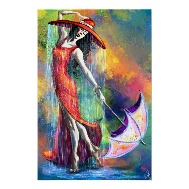 Dancing Woman with Umbrella Poster (Front)