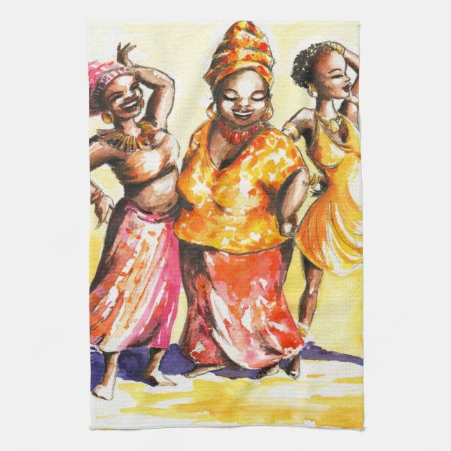 Dancing women kitchen towel (Vertical)