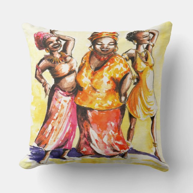 Dancing women throw pillow (Front)