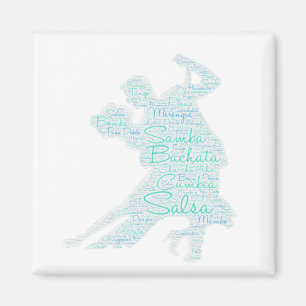 Dancing Word Art Couple Bachata  Salsa Magnet