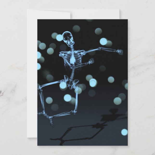 Dancing X-Ray Skeleton - Blue Invitation (Front)
