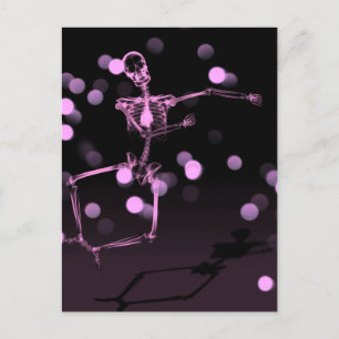 Dancing X-Ray Skeleton - Pink Postcard