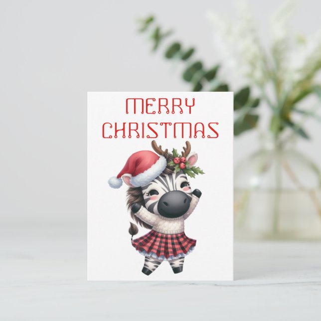 Dancing Zebra Foal - Christmas Card (Standing Front)