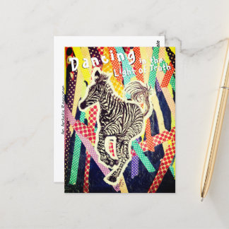 Dancing zebra funky mixed media postcard