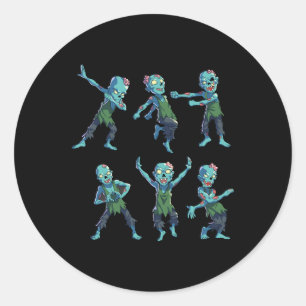 Dancing Zombie Halloween Kids Boys Girls Dabbing Z Classic Round Sticker