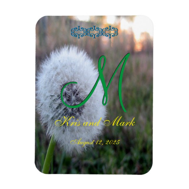 Dandelion 3d Monogram Magnet (Vertical)