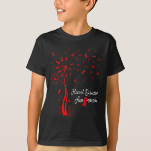 Dandelion &amp; Red Ribbons Flying Out Heart Disea T-Shirt