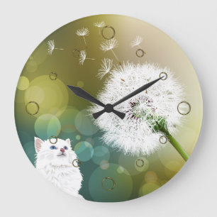 Dandelion and Cat Wall Clock