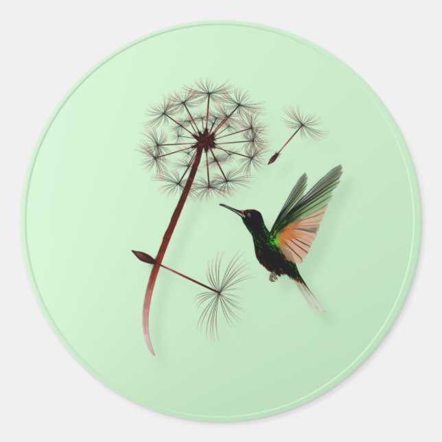 Dandelion and Little Green Hummingbird Stickers (Front)