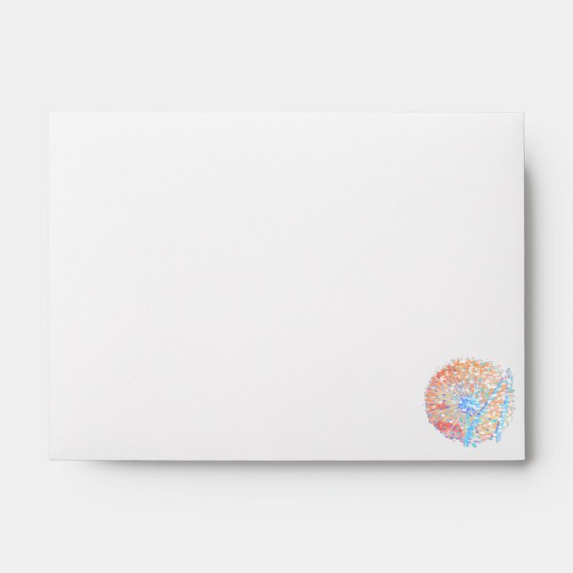 Dandelion and watercolor clouds wedding envelope (Front)