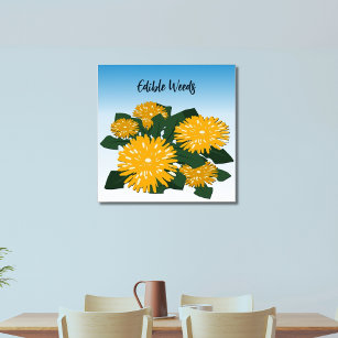Dandelion Bed Edible Weeds Yellow Poster