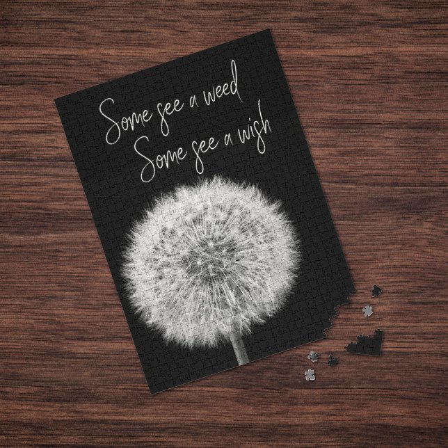 Dandelion black white closeup photo inspirational jigsaw puzzle (Creator Uploaded)