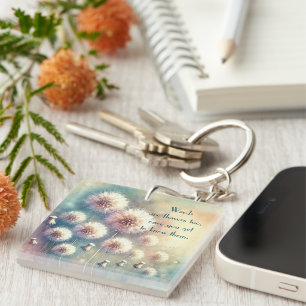 Dandelion Blowball & Quote	 Keychain