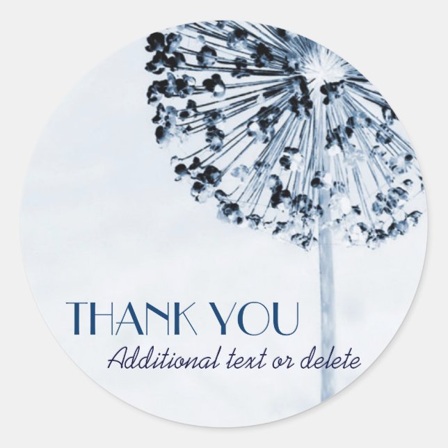 Dandelion Blue Thank You Classic Round Sticker (Front)