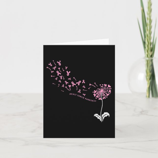 Dandelion Breast Cancer Awareness Pink RIbbon Supp Card (Front)