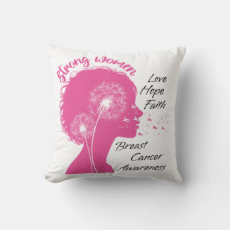Dandelion Breast Cancer Awareness Pink Ribbon  Throw Pillow