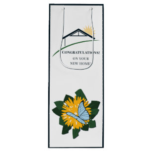 Dandelion Butterflies Congratulations on New Home Wine Gift Bag