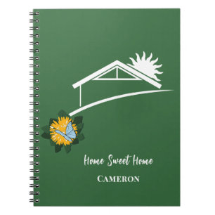 Dandelion Butterflies Name Home Sweet Home Green Notebook