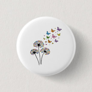 Dandelion butterfly flow 1 inch round button
