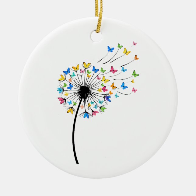 Dandelion butterfly flow ceramic ornament (Front)
