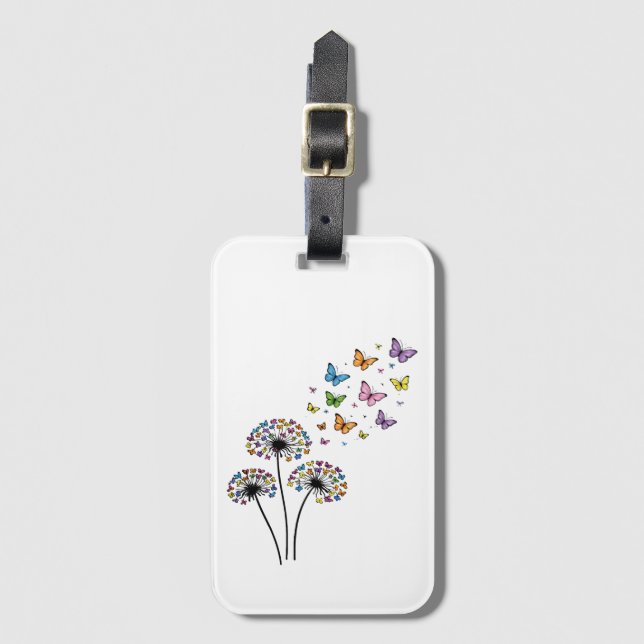 Dandelion butterfly flow luggage tag (Front Vertical)
