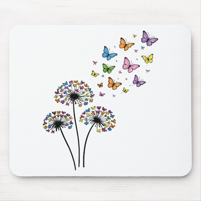 Dandelion butterfly flow mouse pad (Front)