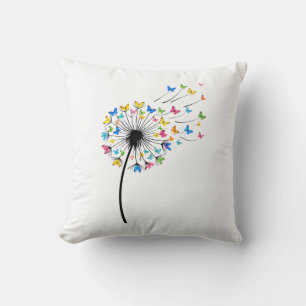 Dandelion butterfly flow throw pillow
