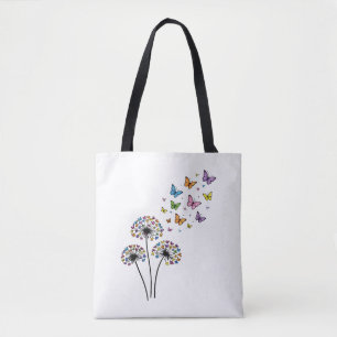 Dandelion butterfly flow tote bag