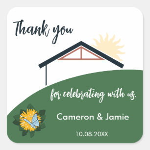 Dandelion Butterfly New Home Party Thank You Square Sticker