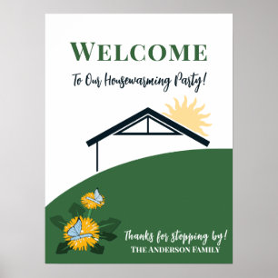 Dandelion Butterfly Welcome to Our New Home Party Poster