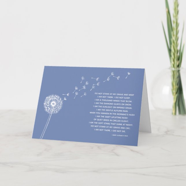 Dandelion Carte de Sympathie pour la Perte, Bleu (Devant)