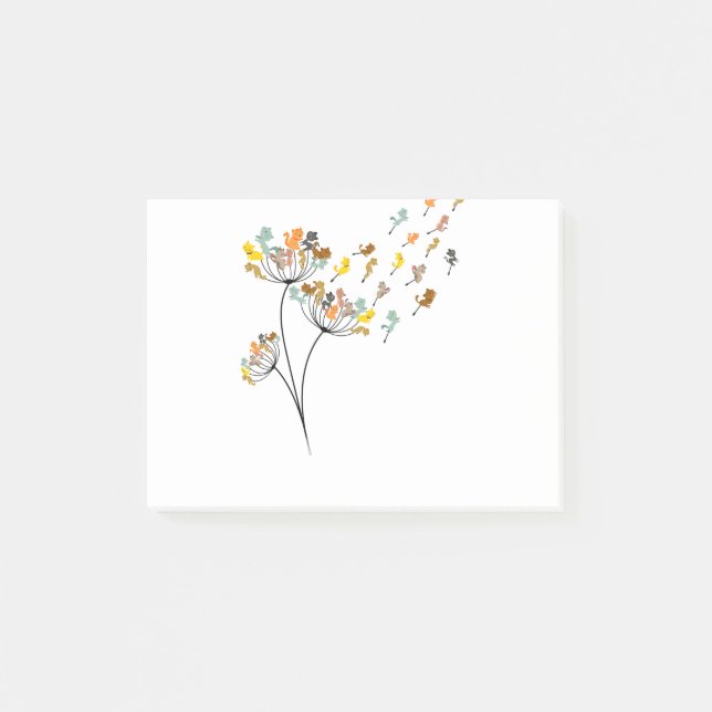 Dandelion Cats Flower Colourful Pet Cat Post-it Notes (Front)