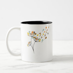 Dandelion Cats Flower Colourful Pet Cat Two-Tone Coffee Mug