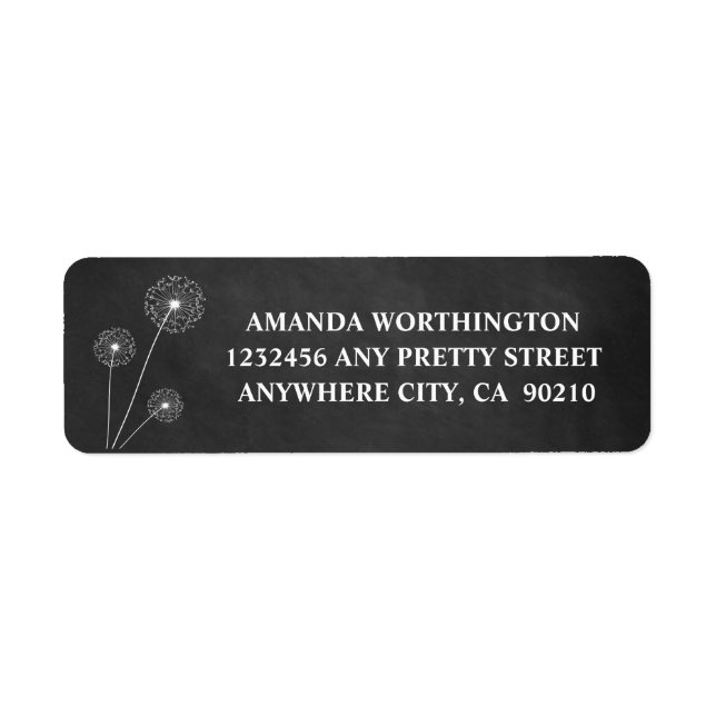 Dandelion Chalkboard Russe Mariage Étiquettes de a (Devant)