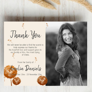 Dandelion Clock In Memory Thank You Card