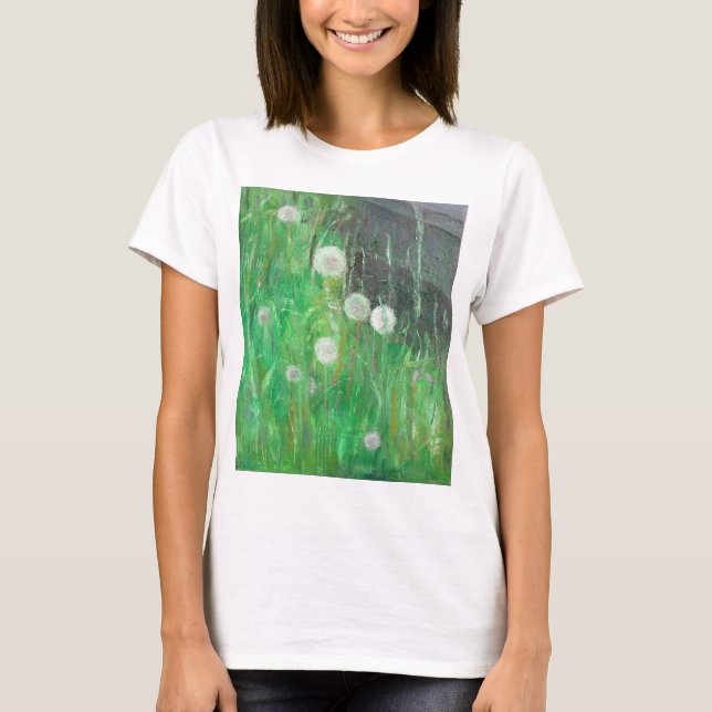 Dandelion Clocks in Grass 2008 oil on canvas T-Shirt (Front)