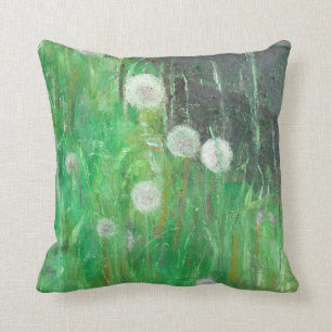 Dandelion Clocks in Grass 2008 oil on canvas Throw Pillow