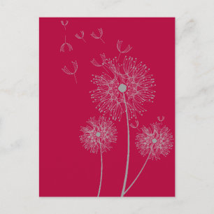 Dandelion colour modern floral art postcard