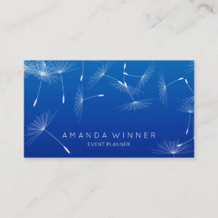 Dandelion Confetti Cobalt Blue Glam Ombre Event Business Card