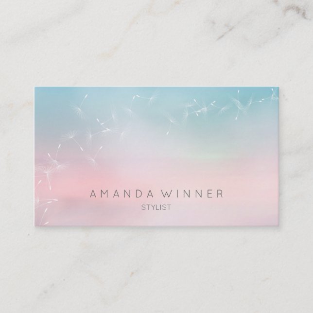 Dandelion Confetti Pink Blue Pantone Ombre Business Card (Front)