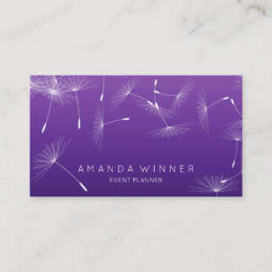 Dandelion Confetti Purple Lavanda Glam Ombre Event Business Card