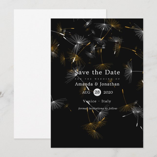 Dandelion Confetti Wedding Save The Date (Front/Back)