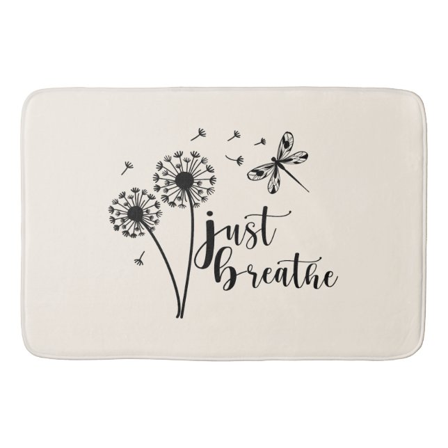 Dandelion Dragonfly Just Breathe Bath Mat (Front)