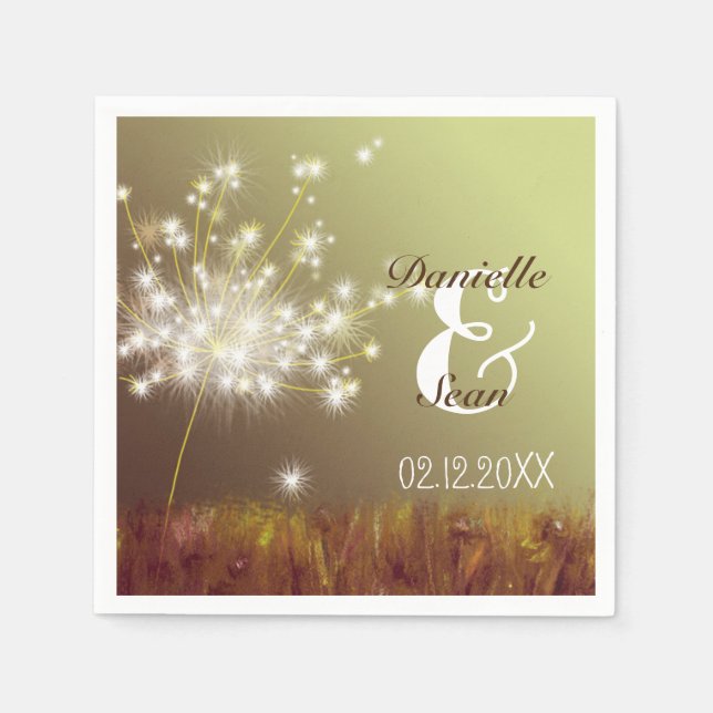 Dandelion Dream Nature Inspired Wedding Napkin (Front)