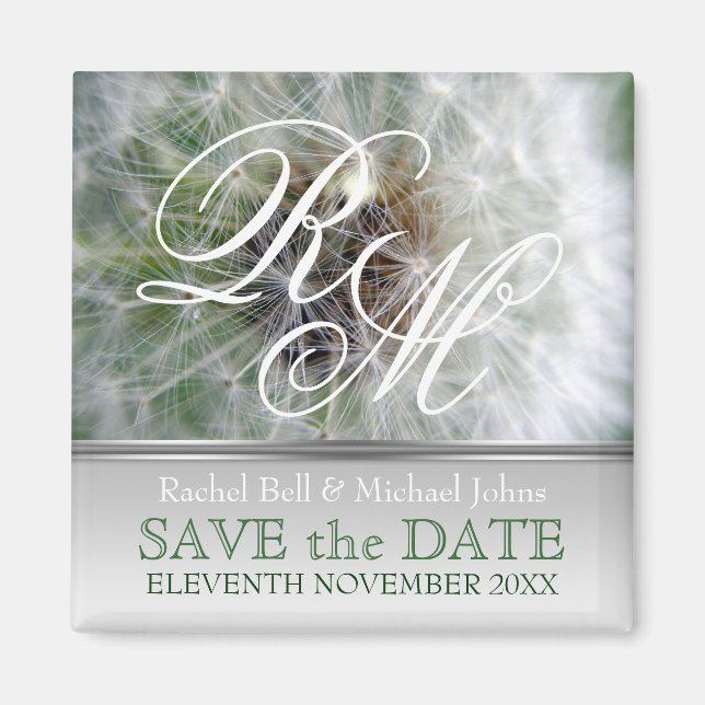 Dandelion Dreams Monogram SavetheDate  Magnet (Front)