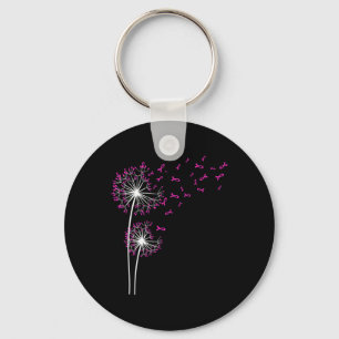 Dandelion Faith Hope Love Breast Cancer Awareness  Keychain