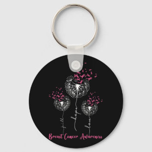 Dandelion Faith Hope Love Breast Cancer Awareness Keychain