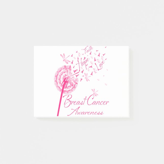 Dandelion Faith Hope Love Breast Cancer Awareness Post-it Notes (Front)