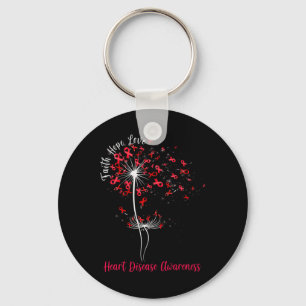 Dandelion Faith Hope Love Heart Disease Awareness Keychain