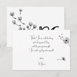Dandelion first birthday thank you card
